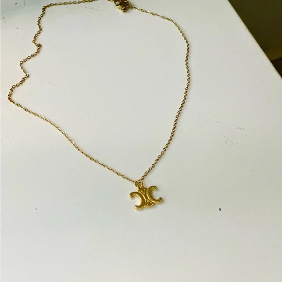 Celine Gold Crescent Pendant Necklace - Picture 2 of 4